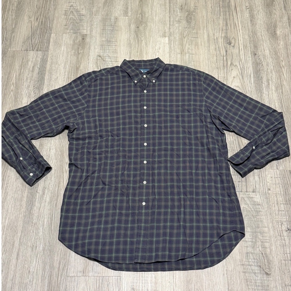Big & Tall, Ralph Lauren Plaid Button Down Shirt, Mens, XLT